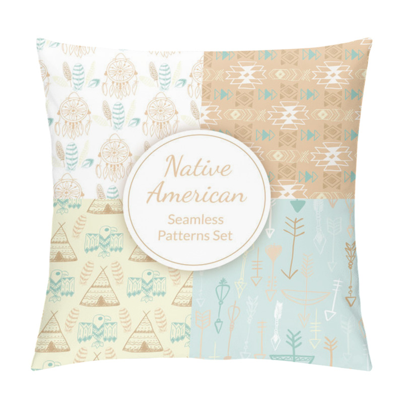 Personality  Native American Seamless Patterns Set Pillow Covers