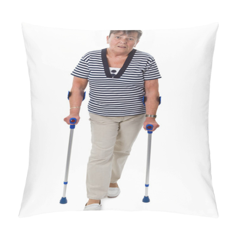 Personality  Senior Woman On Crutches Pillow Covers