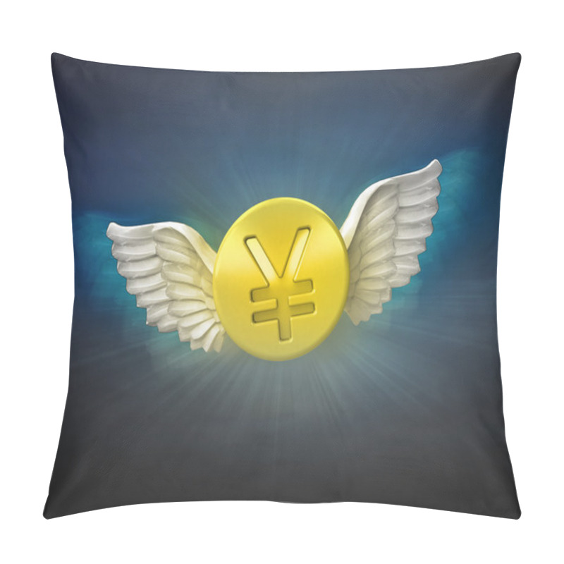 Personality  Golden Yuan Coin With Angelic Wings Pillow Covers