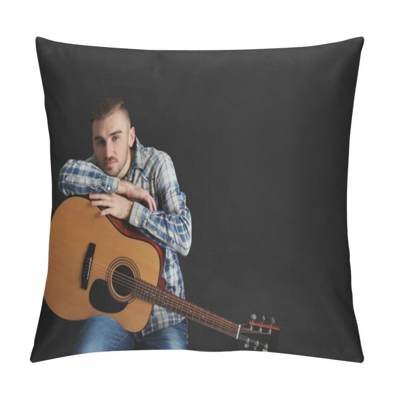 Personality  Young Man With Guitar Pillow Covers