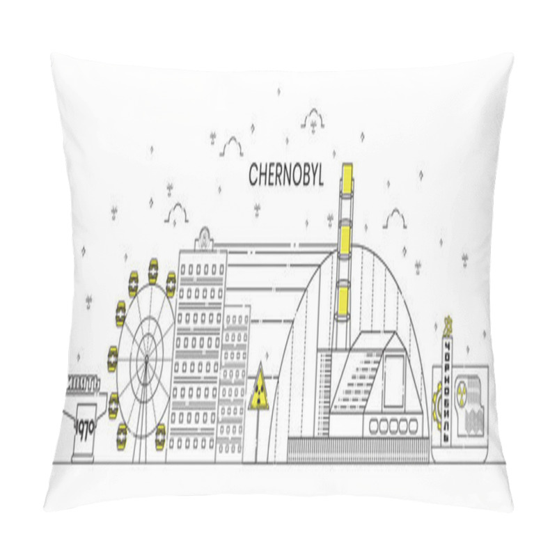 Personality  Chernobyl Zone Of Exclusion. Vector Illustration. Pillow Covers