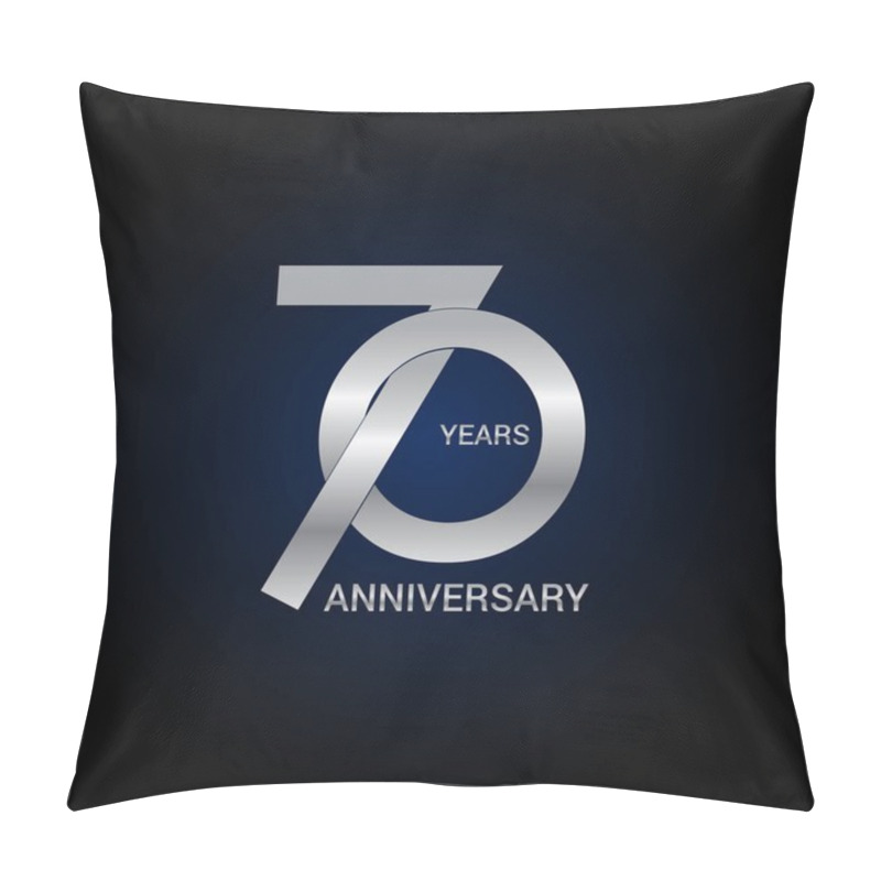 Personality  70 Years Anniversary Silver Simple Logo Design. Vector Illustration On Dark Background Pillow Covers