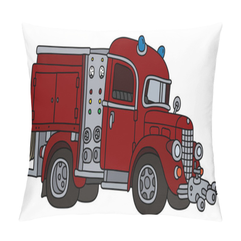 Personality  The Vectorized Hand Drawing Of An Old Red Fire Truck Pillow Covers