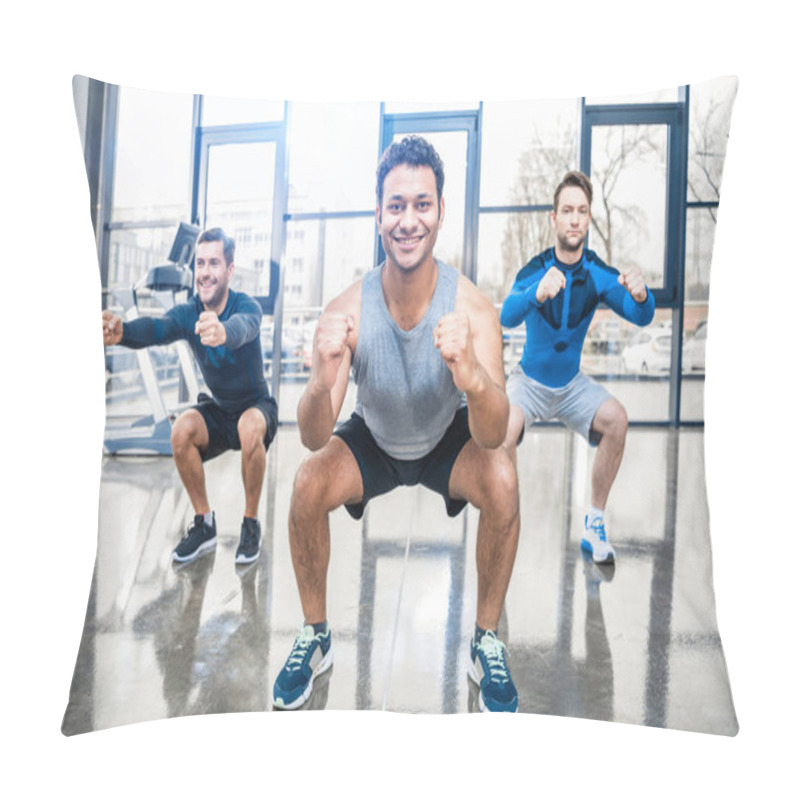 Personality  Men Exercising At Sports Center Pillow Covers