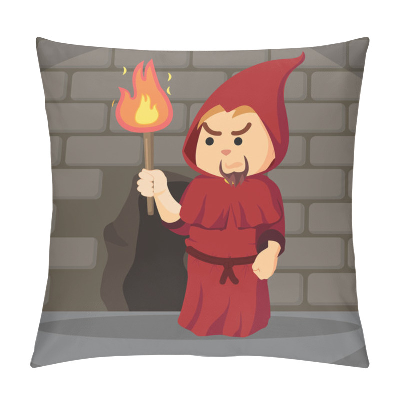 Personality  Inquisitor Holding Torch In Dungeon Pillow Covers