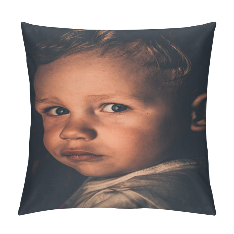 Personality  A Child On A Black Background Pillow Covers