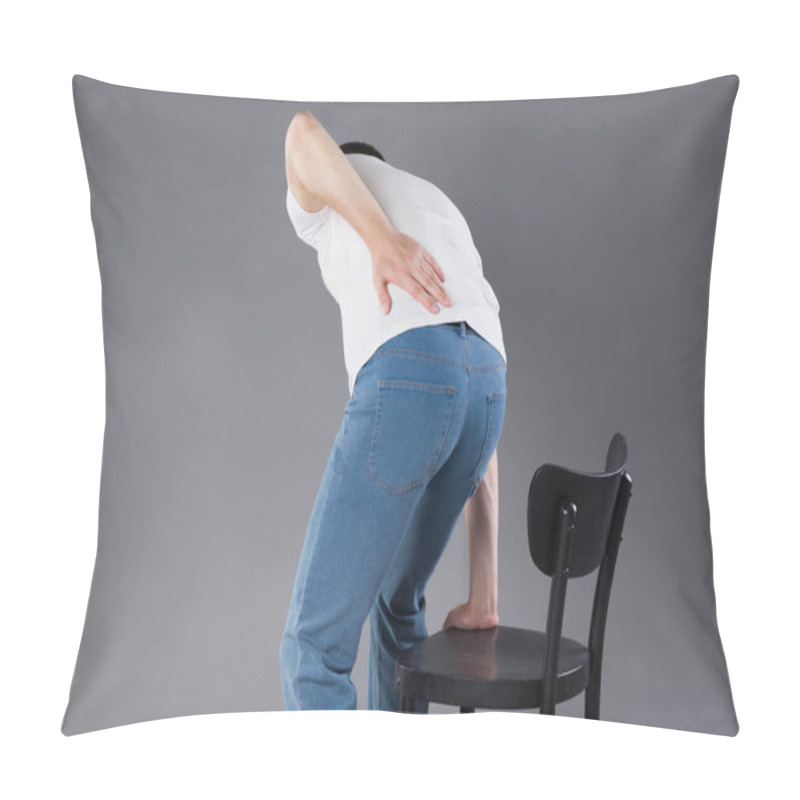 Personality  Back Pain, Kidney Inflammation, Man Suffering From Backache, Studio Shot Pillow Covers