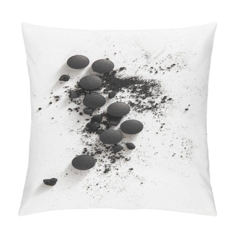 Personality  Activated Charcoal Tablets On White Background Pillow Covers