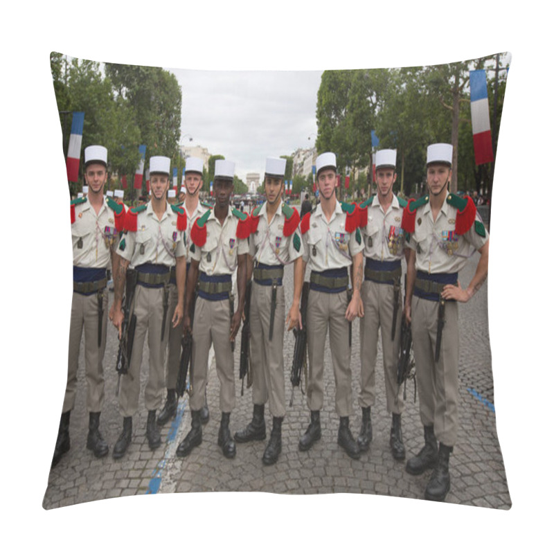 Personality  Paris, France - July 14, 2012. Soldiers Poses Before The March In The Annual Military Parade In Paris. Pillow Covers