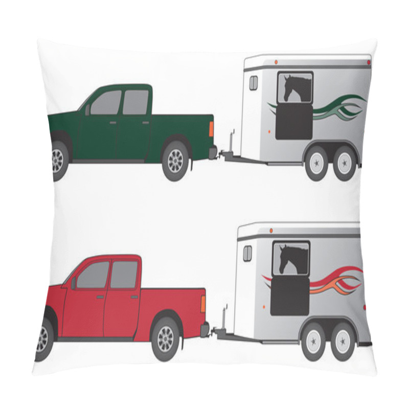 Personality  Pickup With Horse Trailer Pillow Covers