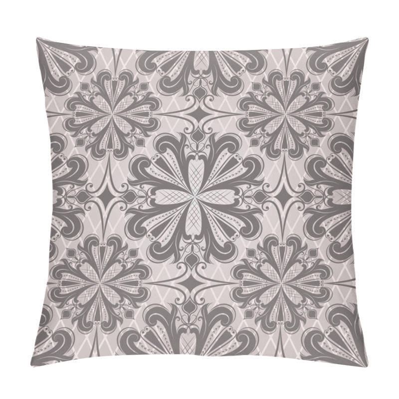 Personality  Seamless Dark Brown Flower Buds Retro Vector Pattern. Pillow Covers