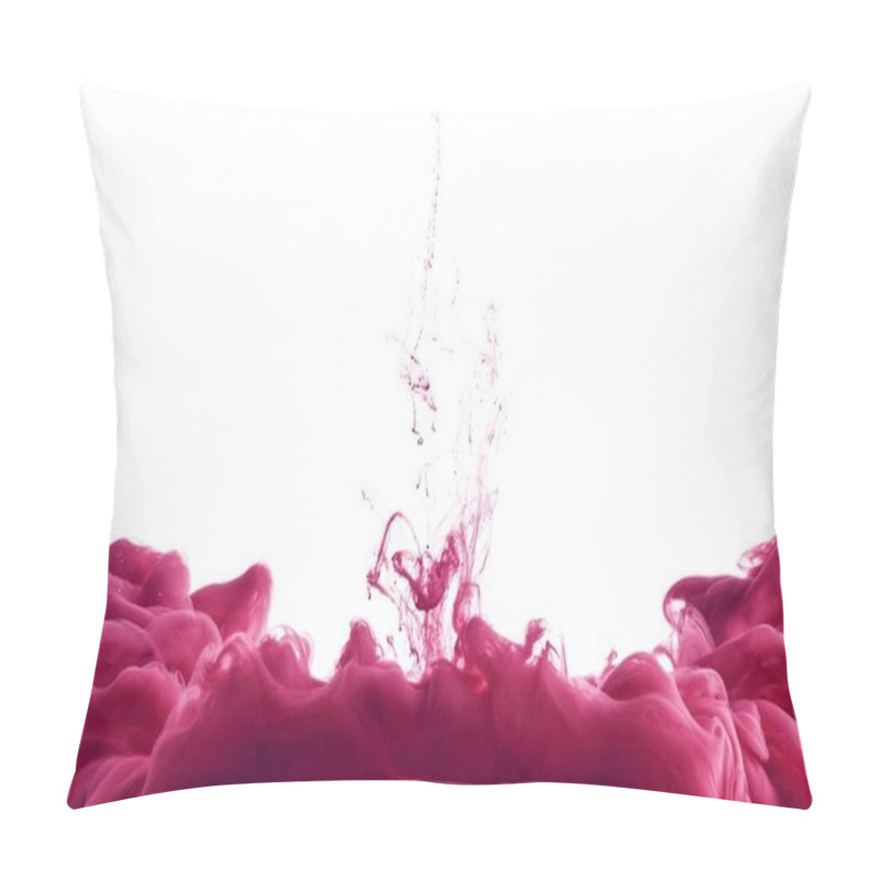 Personality  Pink Smoky Paint Splash In Water, Isolated On White With Copy Space Pillow Covers