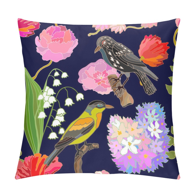 Personality  Japanese Garden. Seamless Oriental Pattern With Victorian Motifs.  Pillow Covers