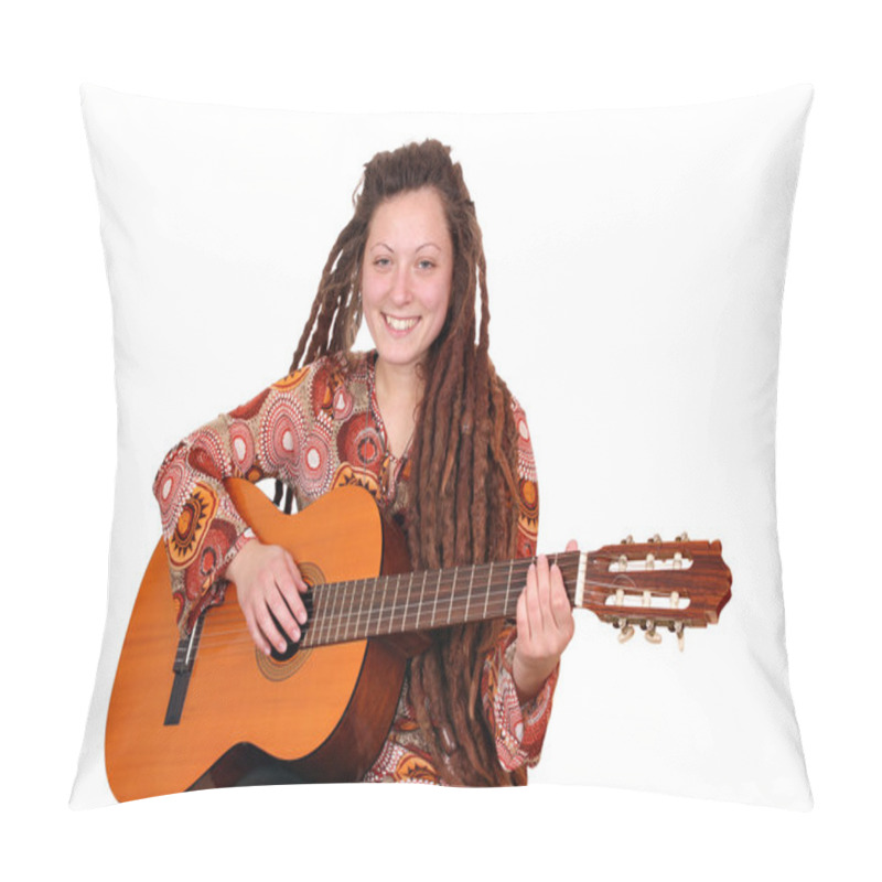 Personality  Happy Girl Play Acoustic Guitar Pillow Covers