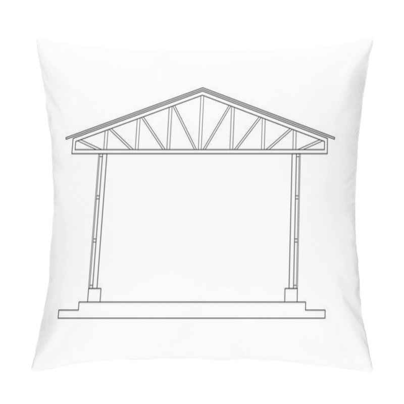 Personality  Abstract Outline Drawing, Space Frame Structure Of Warehouse Vector Illustration Pillow Covers