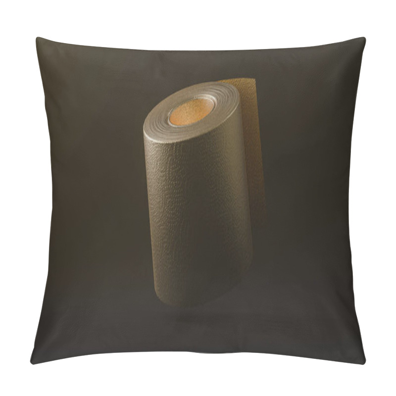 Personality  Golden Toilet Paper Roll On A Black Background. 3d Illustration. Pillow Covers