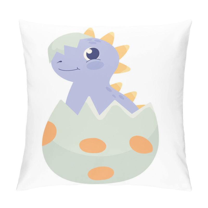 Personality  Cute Dinosaur Baby In Egg Isolated Pillow Covers