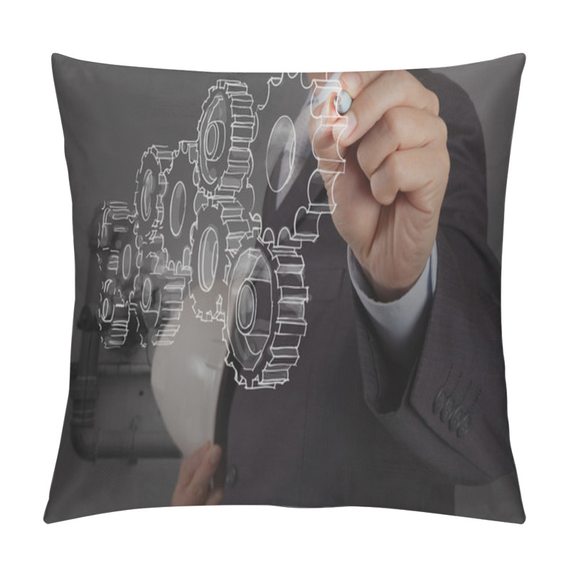 Personality  Engineer With The Piping Of An Industrial Waste Water Cleaning F Pillow Covers