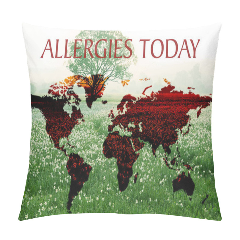 Personality  Text ALLERGIES TODAY And World Map  Pillow Covers