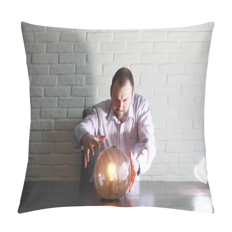 Personality  A Man With A Fortune Teller Ball Pillow Covers