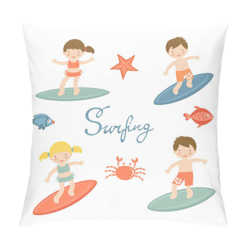 Personality  Cute Collection Of Surfing Kids Pillow Covers