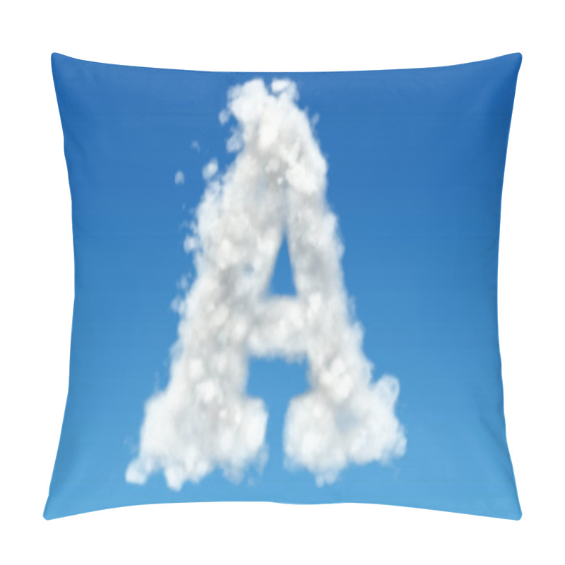 Personality  Letter A, Alphabet From Clouds In The Sky. 3D Rendering Pillow Covers