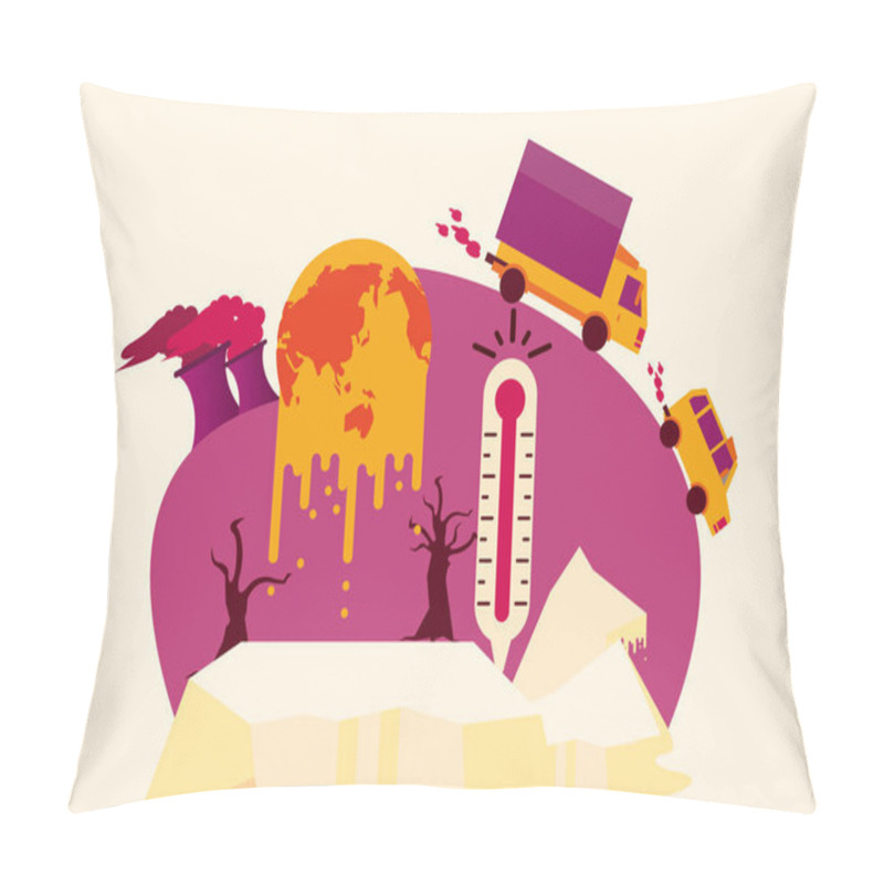 Personality  Global Warming Alert With Melting Planet Pillow Covers