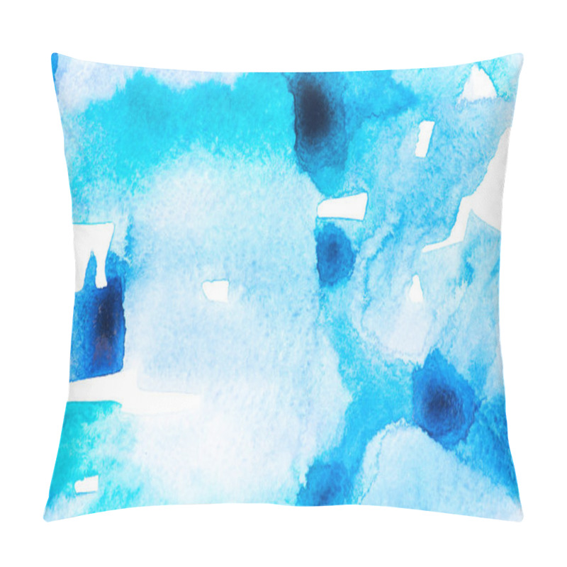 Personality  Abstract Painting With Dark And Light Blue Paint Blots On White  Pillow Covers