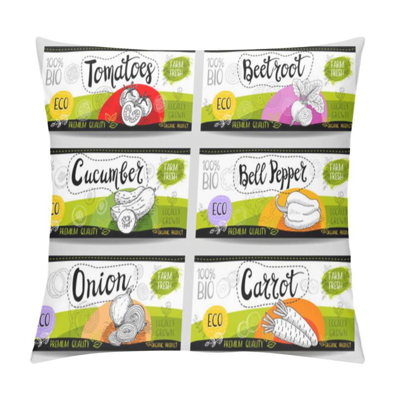 Personality  Set Of Hand Drawn Labels Food, Spices. Pillow Covers