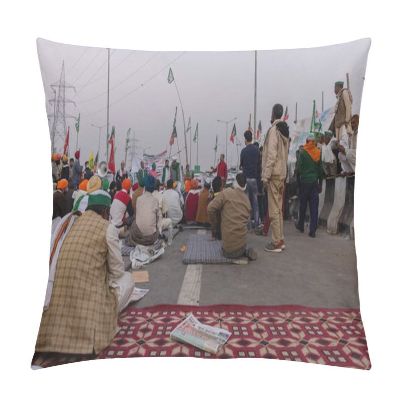 Personality  NEW DELHI, INDIA - DECEMBER 2020 : Thousands Of Farmers From Various States March Towards The India Capital To Protest Against New Agricultural Laws They Say Will Severely Hurt Their Incomes, Loss Of Land According To Farmers Union. Pillow Covers