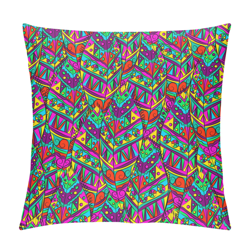 Personality  Moroccan Pattern. Hand Drawn Vector Seamless Pattern With Painted Feathers. Pillow Covers