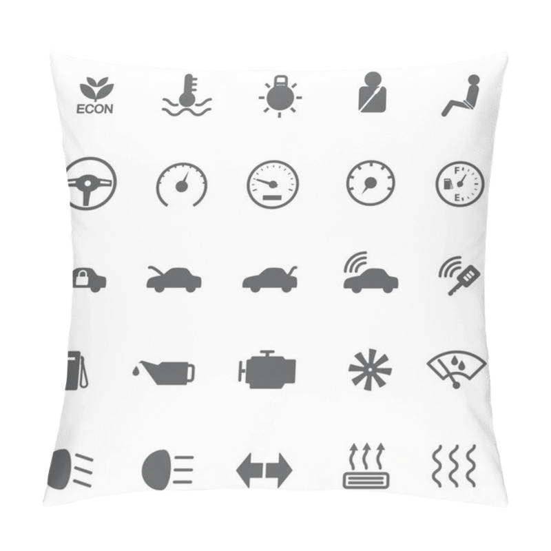 Personality  Car Dashboard Icons. Vector Illustration. Pillow Covers