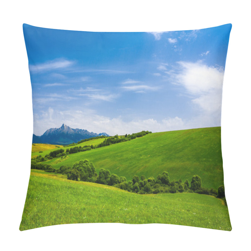 Personality  Summer Landscape With High Mountains Pillow Covers