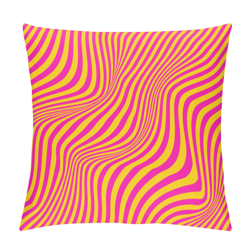 Personality  Groovy Hippie 70s Background, Striped Wave Texture In Trendy Retro Psychedelic Style. Vector Illustration Pillow Covers