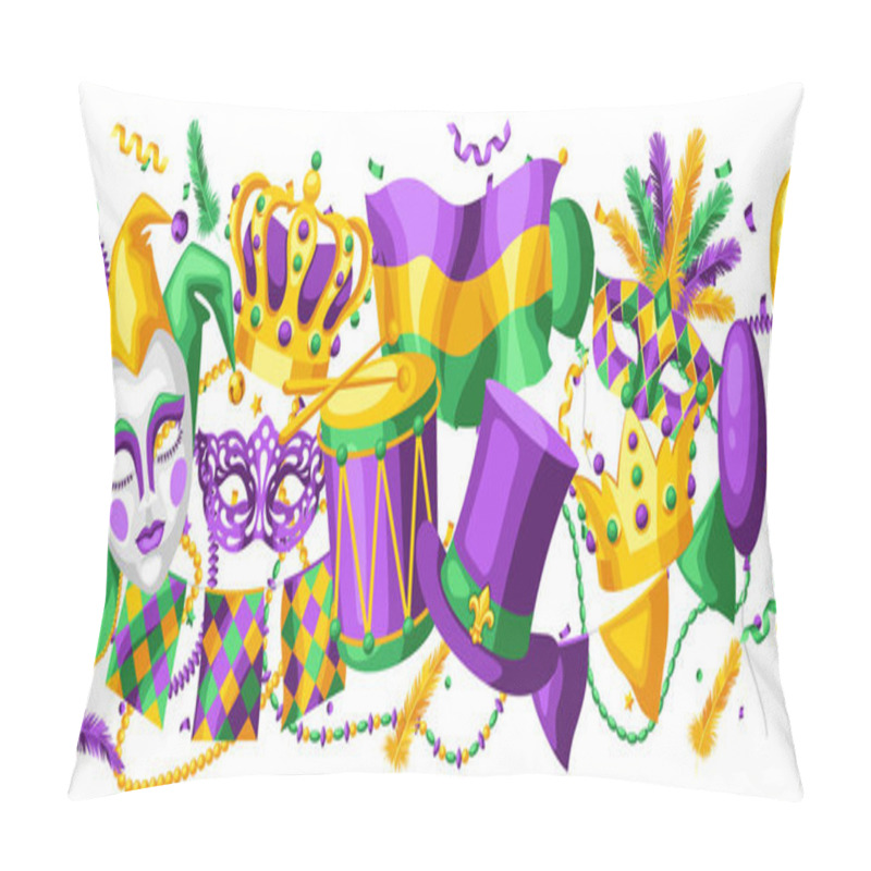 Personality  Mardi Gras Party Seamless Pattern. Carnival Background For Traditional Holiday Or Festival. Pillow Covers