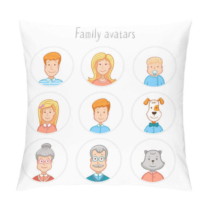 Personality  Family Avatars Collection Pillow Covers