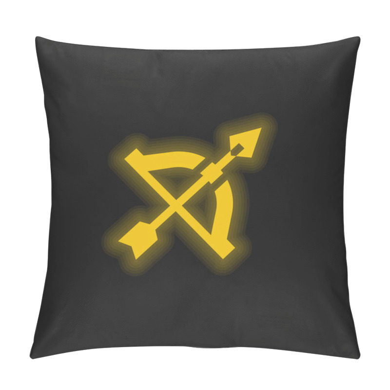 Personality  Bow And Arrow Yellow Glowing Neon Icon Pillow Covers