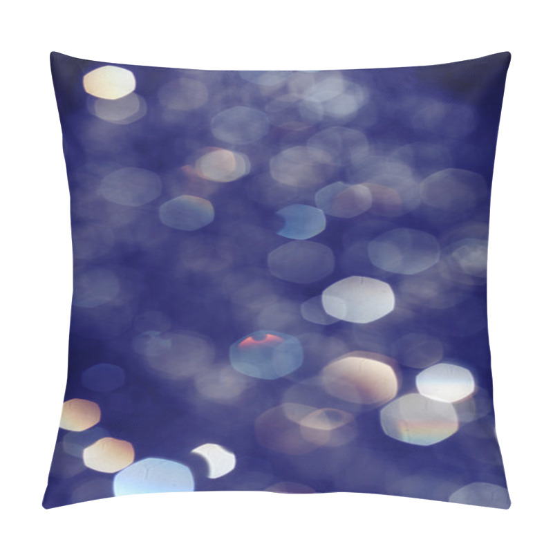 Personality  Toned In Blue Bokeh Lights On Black Background, Drops Of Water Flying In The Air Defocused Pillow Covers