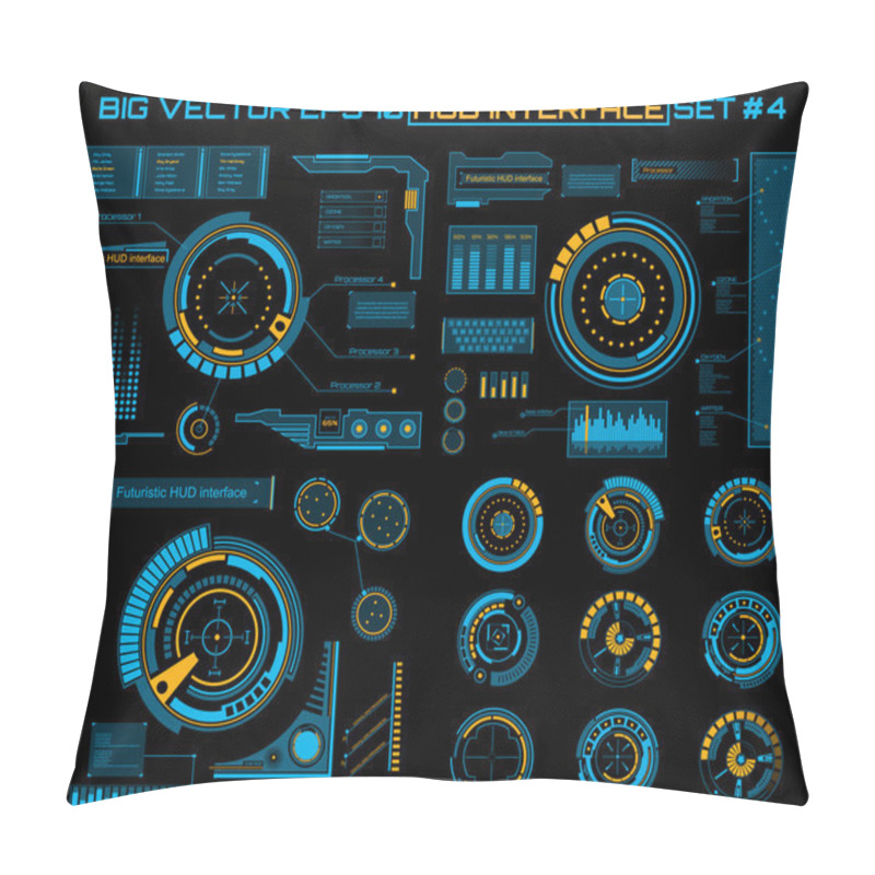 Personality  Abstract Future, Concept Vector Futuristic Blue Virtual Graphic Touch User Interface HUD. For Web, Site, Mobile Applications Isolated On Black Background, Techno, Online Design, Business, Gui, Ui. Pillow Covers