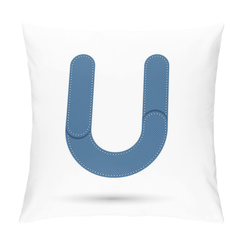 Personality  U Font Vector With Blue Jeans  On White Background, Futuristic F Pillow Covers