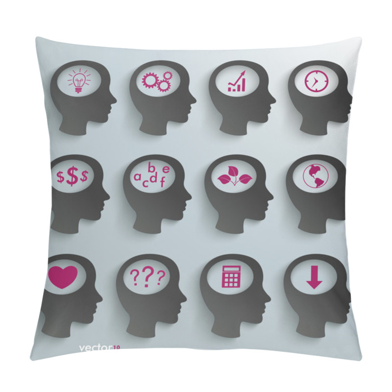 Personality  Black Heads Icon Set Pillow Covers