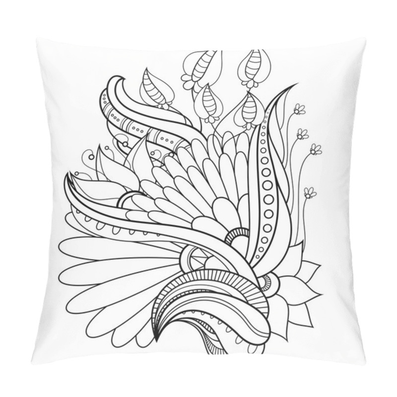 Personality  Vector Monochrome Background With Abstract Flowers Pillow Covers