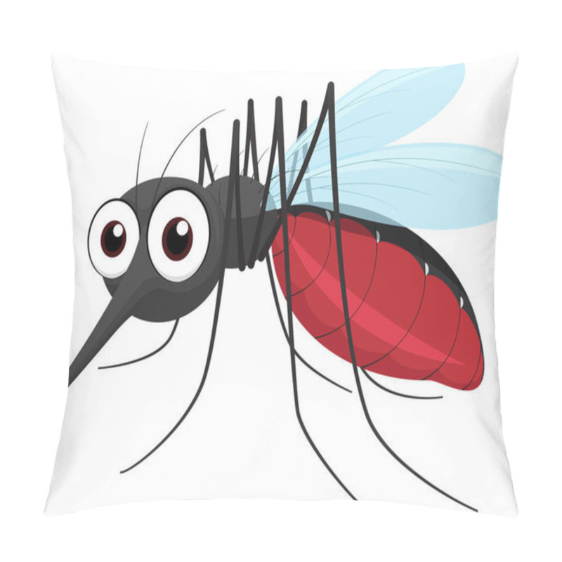 Personality  Vector Illustration Of Cute Mosquito Cartoon, Isolated On White Background Pillow Covers