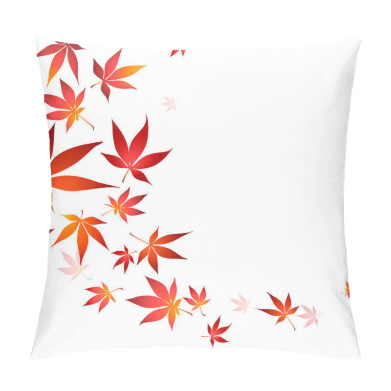 Personality  Red Maple Tree Leaves Vector Illustration. Border Of Autumn Japanese Maple Tree Leaves On White Background. Eps 10 Vector Illustration. Pillow Covers