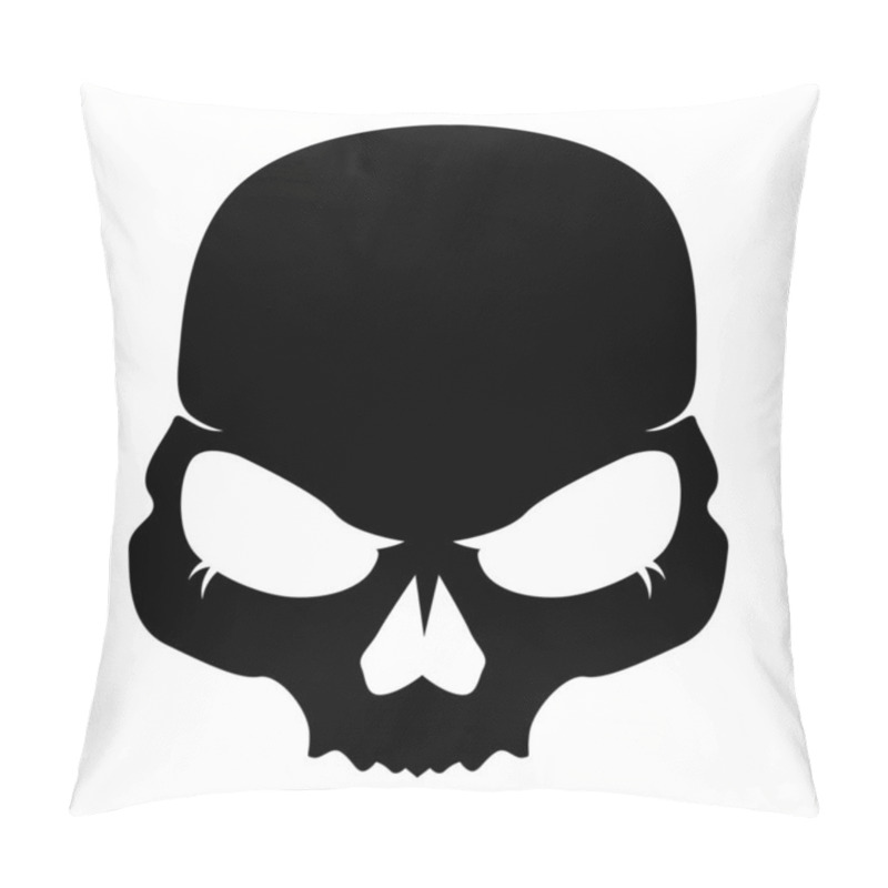 Personality  The Skull Icon. Black Silhouette Of A Human Skull. Vector Illustration Isolated On A White Background For Design And Web. Pillow Covers