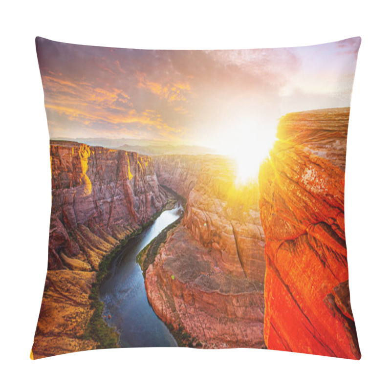 Personality  Horseshoe Band On Grand Canyon. Sunset Moment At Horseshoe Bend Grand Canyon National Park. Pillow Covers