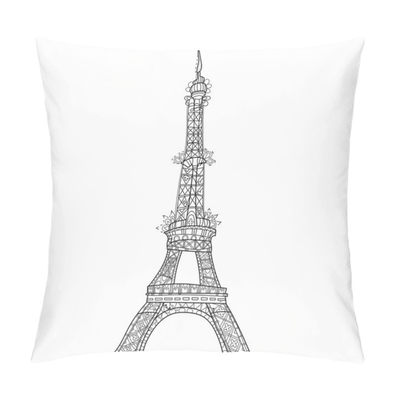 Personality  Zentangle Stylized Eiffel Tower Vector Doodle. Pillow Covers