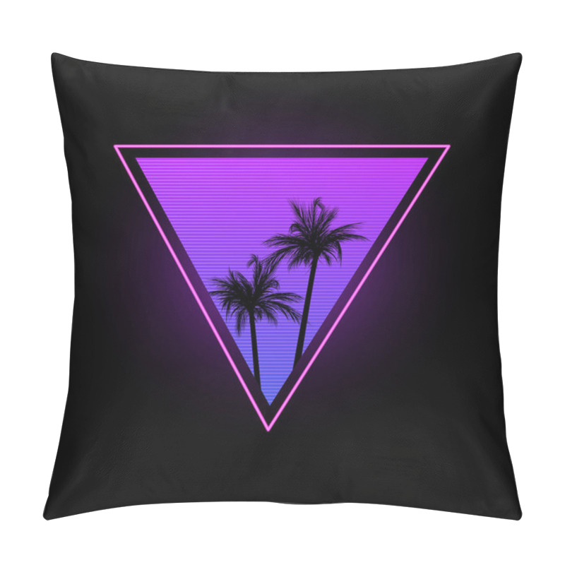 Personality  Triangle With Palm Trees In The Style Of The 1980s. Pillow Covers