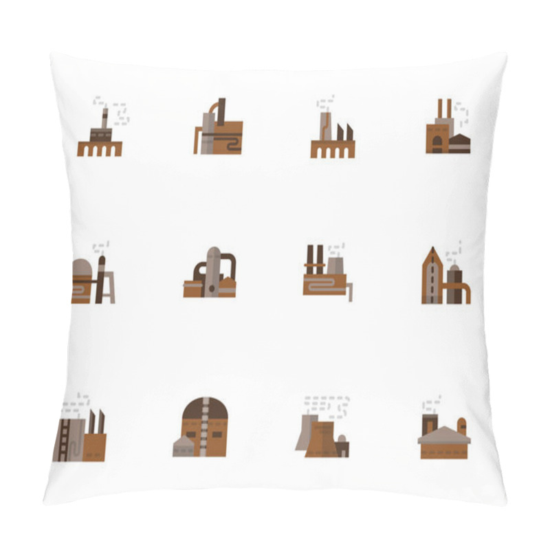 Personality  Objects Of Industry Simple Flat Style Vector Icons Pillow Covers