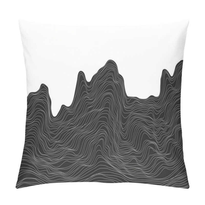 Personality  Abstract Black And White Background Dynamic Particle Waves Vector Illustration Pillow Covers